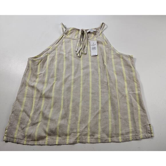 NWT Ann taylor linen blend summer tank career casual layering beige yellow Small - Picture 4 of 8